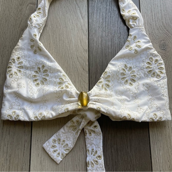 BECCA White and Gold Halter bikini top - Picture 2 of 4